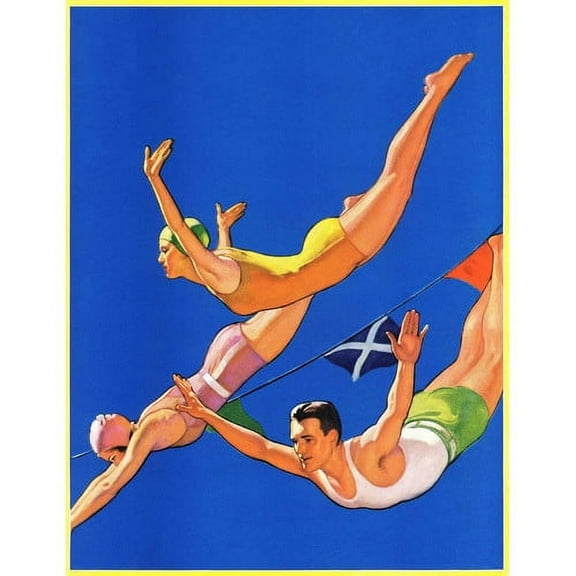 Marmont Hill Diving Women and Man by John Newton Howitt Painting Print on Canvas