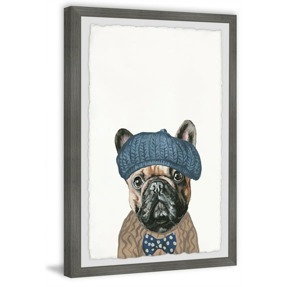 Marmont Hill "Dog In Beret" Framed Painting Art Print, 20.00" x 1.50"