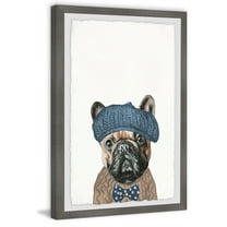 Marmont Hill "Dog In Beret" Framed Painting Art Print, 8.00" x 1.50"