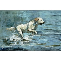 Marmont Hill Dog Splashing Canvas Wall Art