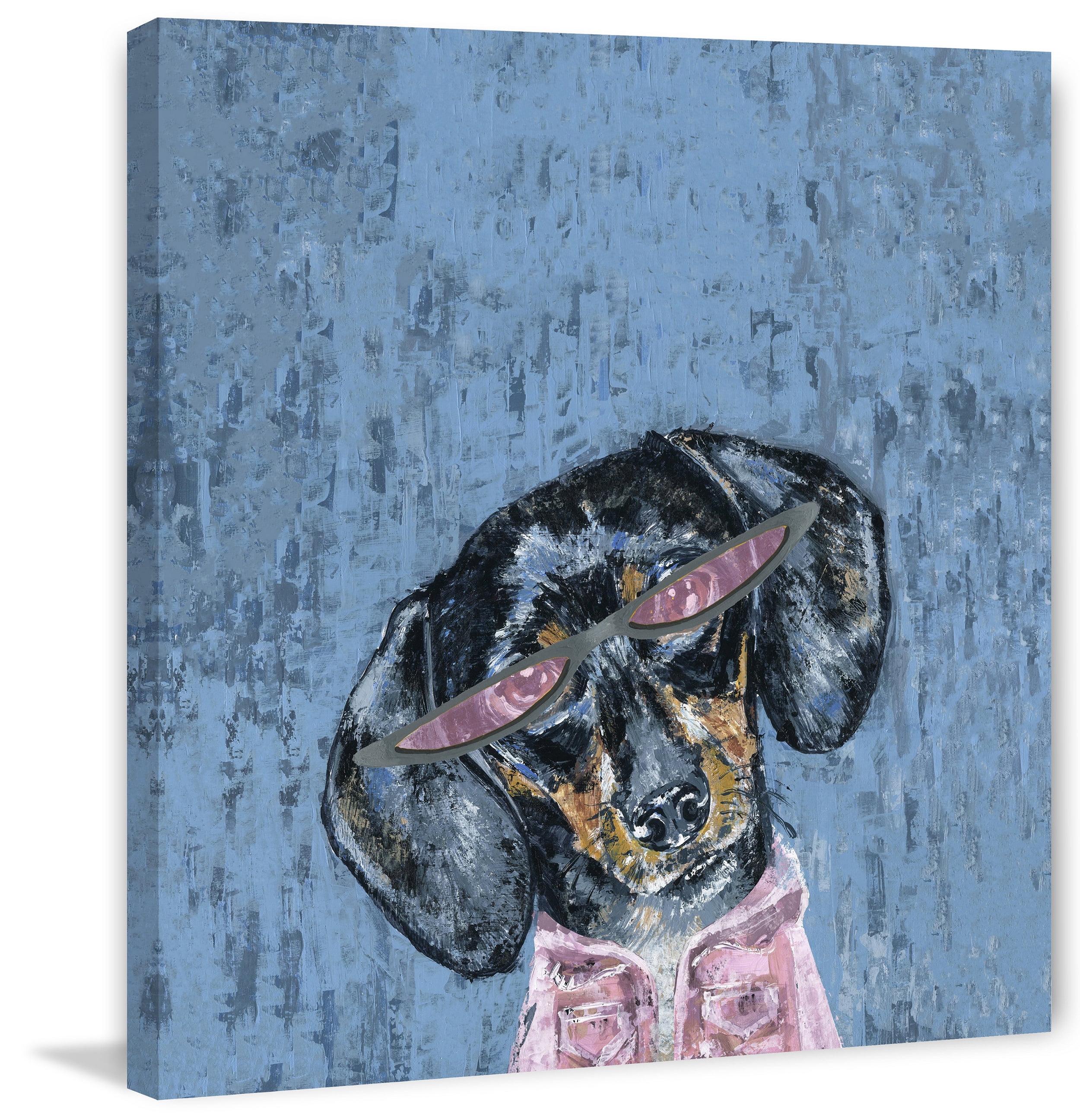 Marmont Hill "Dog in Pink" Painting Print on Wrapped Canvas