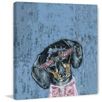 Marmont Hill "Dog in Pink" Painting Print on Wrapped Canvas