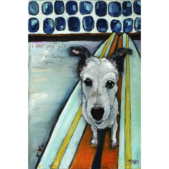 Marmont Hill "Dog on Surfboard" by Tori Campisi Painting Print on Canvas