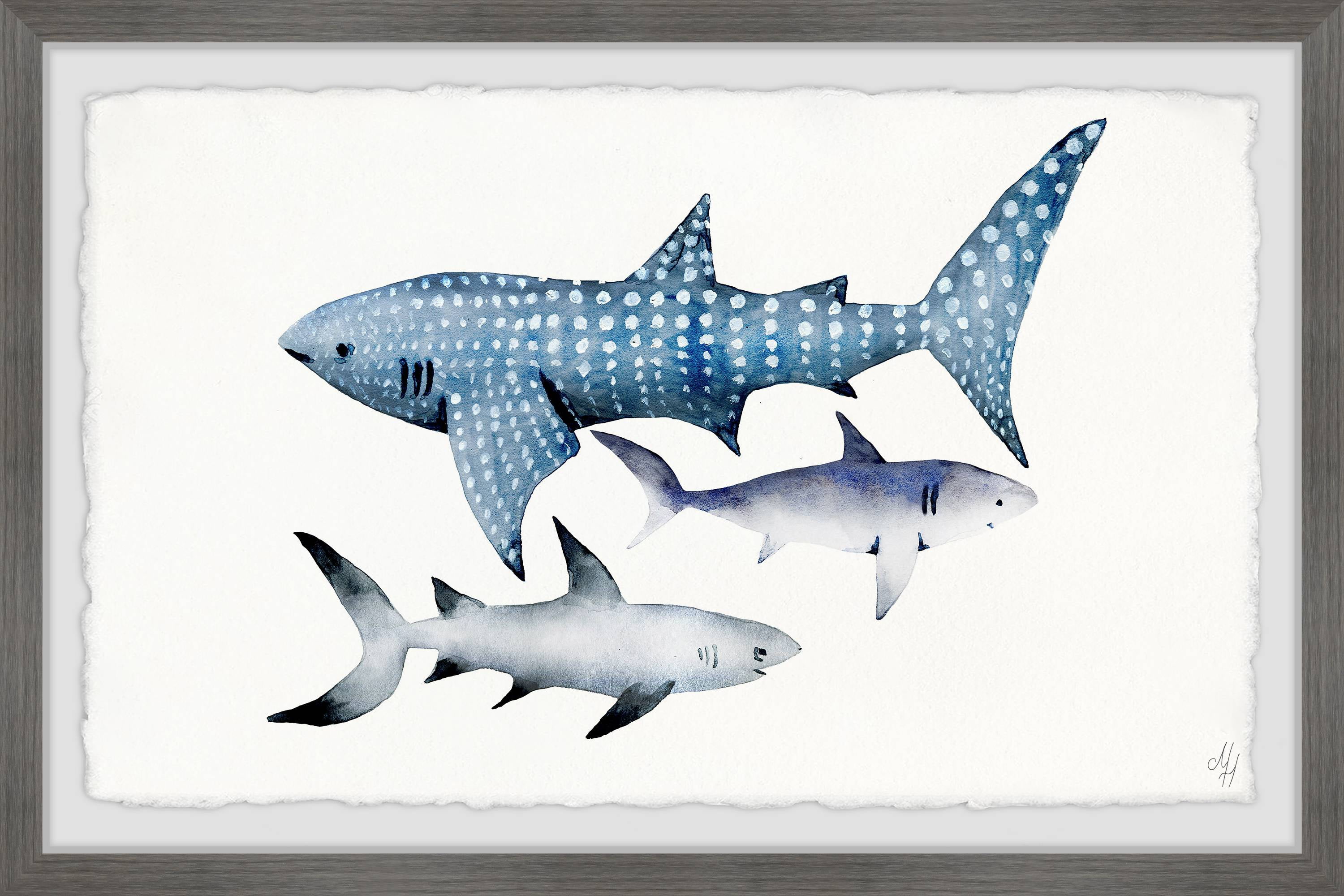 Marmont Hill Dotted Shark Framed Wall Art
