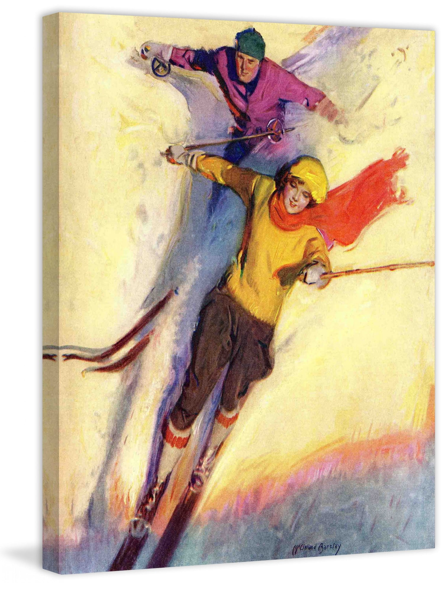 Marmont Hill Downhill Skiing by McClelland Barclay Painting Print on Wrapped Canvas
