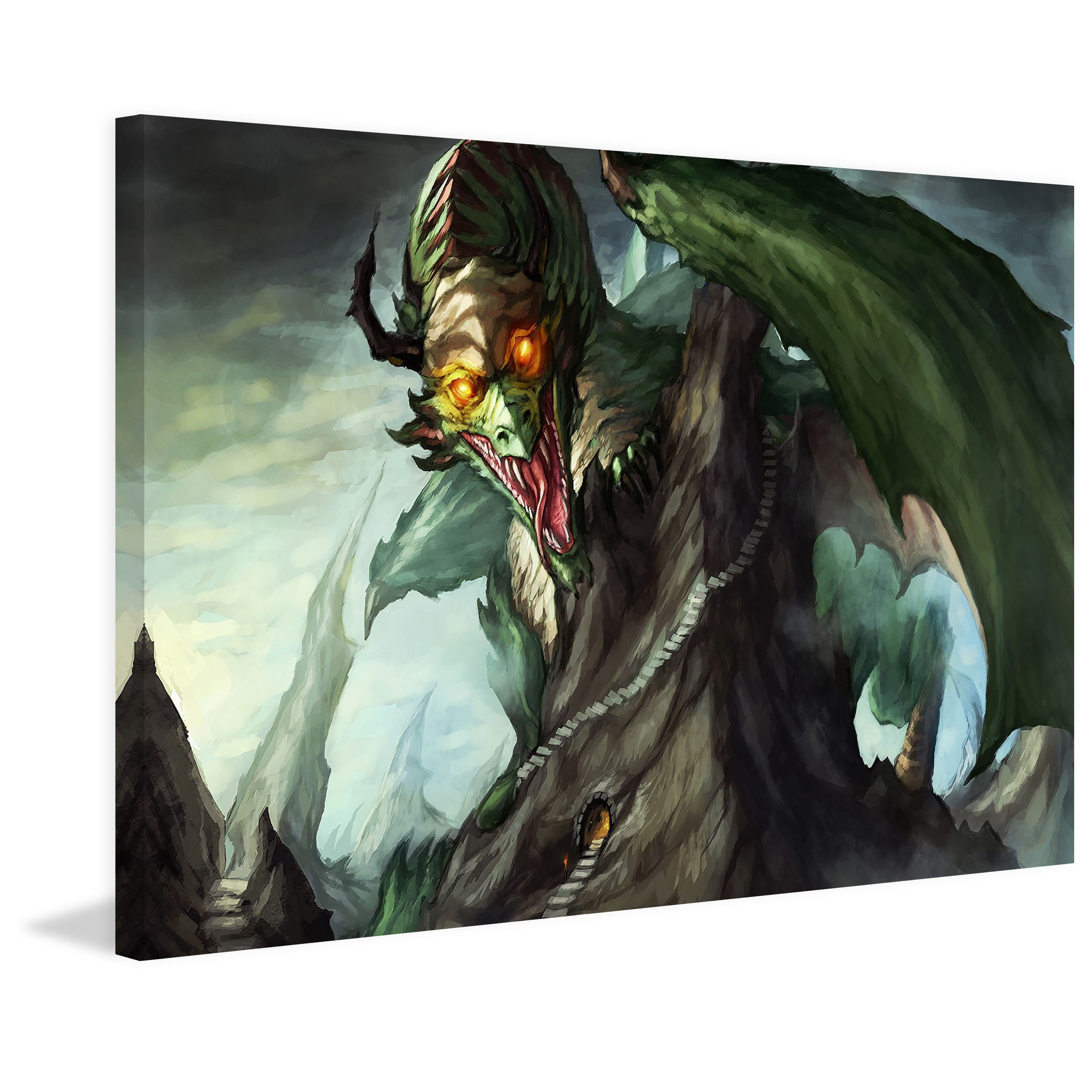 Marmont Hill "Dragon Attack" Painting Print on Canvas