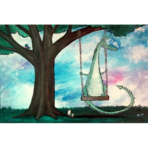 Marmont Hill "Dragon Swing" by Andrea Doss Painting Print on Wrapped Canvas