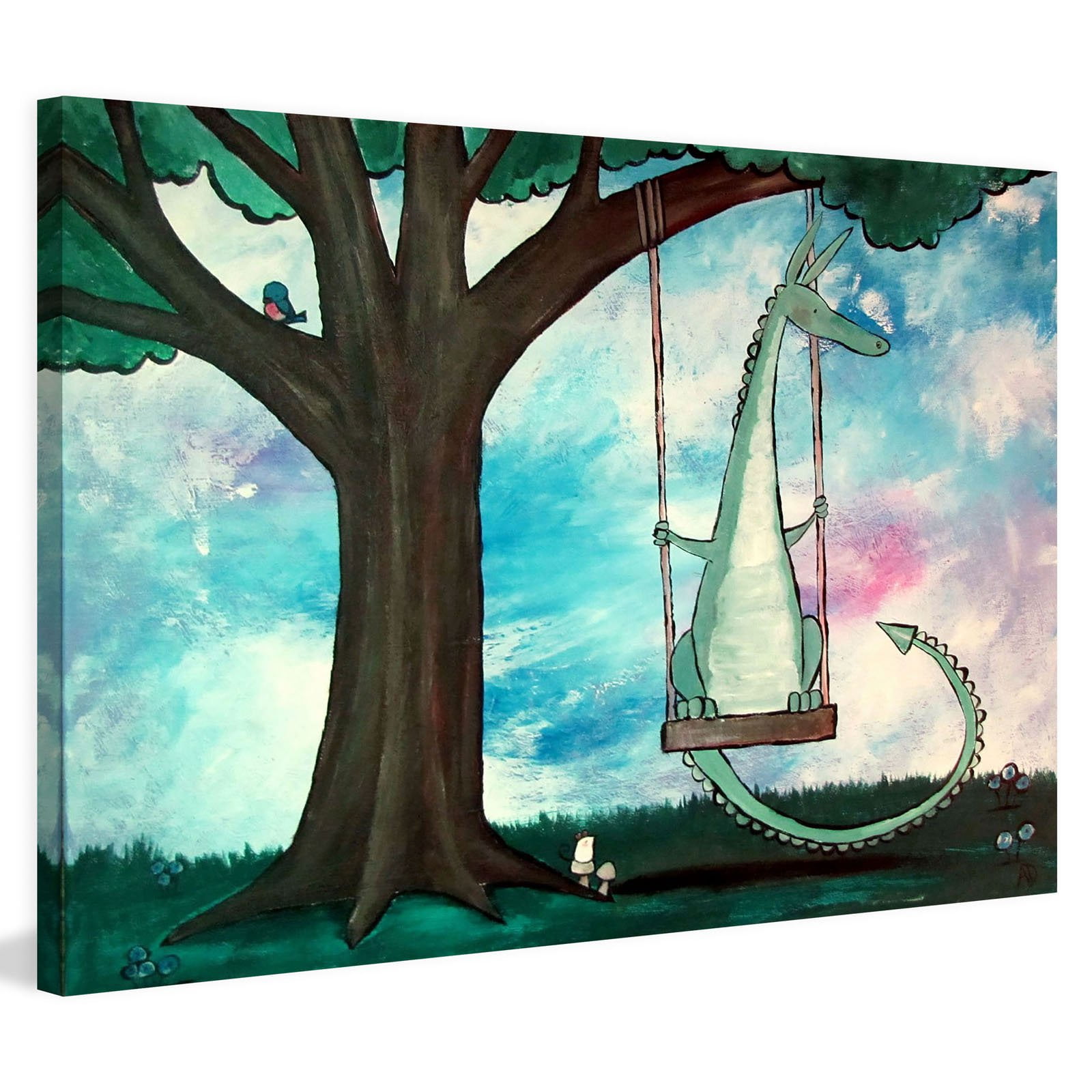 Marmont Hill "Dragon Swing" by Andrea Doss Painting Print on Wrapped Canvas