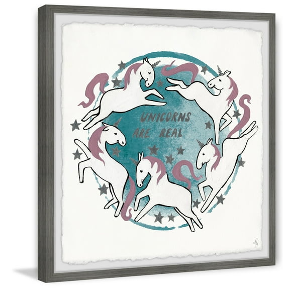 Marmont Hill Dreaming Big Unicorn Framed Wall Art, 12.00" x 1.50"