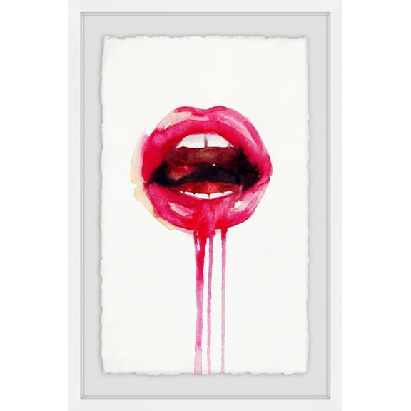 Marmont Hill Dripping Lipstick Framed Wall Art, 12" x 8"