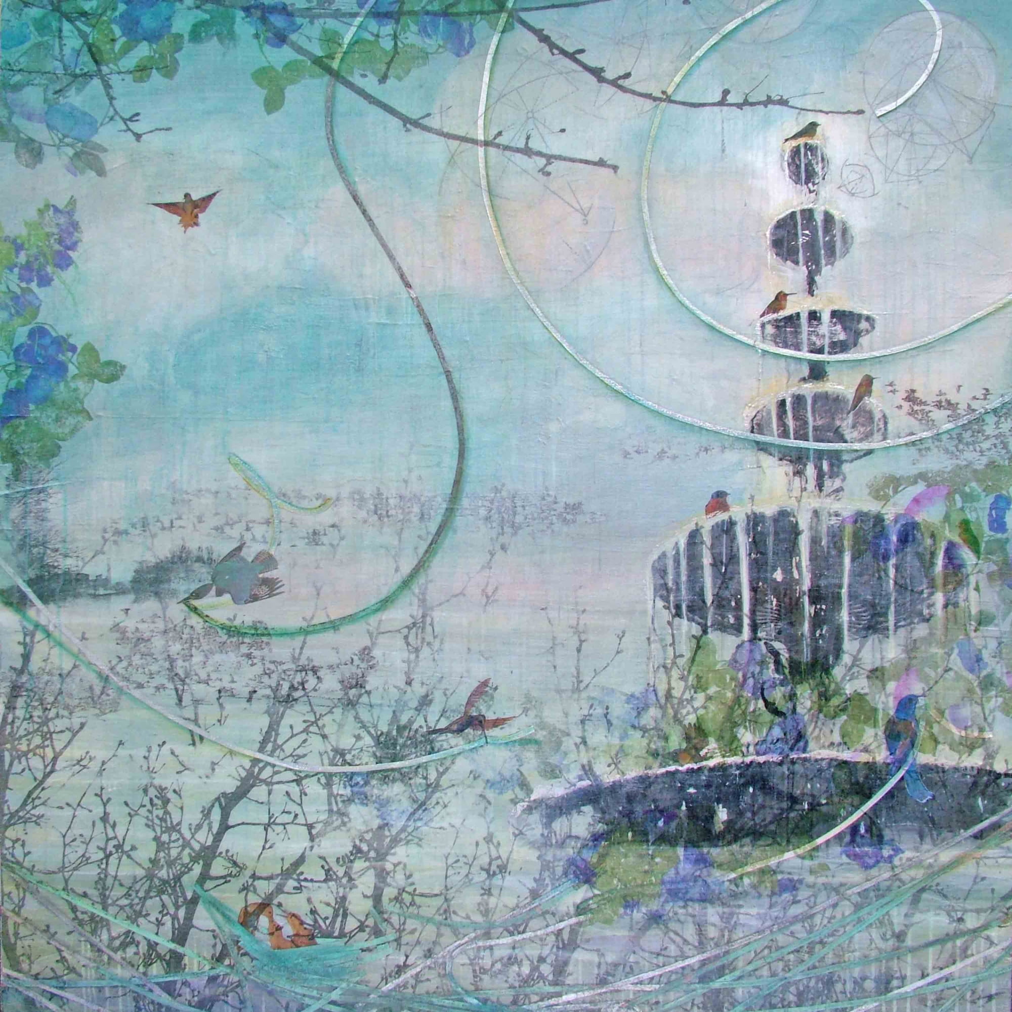 Marmont Hill "Drowning Fountain" by Tracy Silva Barbosa Painting Print on Canvas