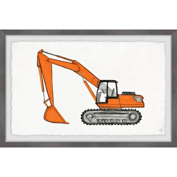 Marmont Hill E x cavator Truck Framed Wall Art, 12.00" x 1.50"