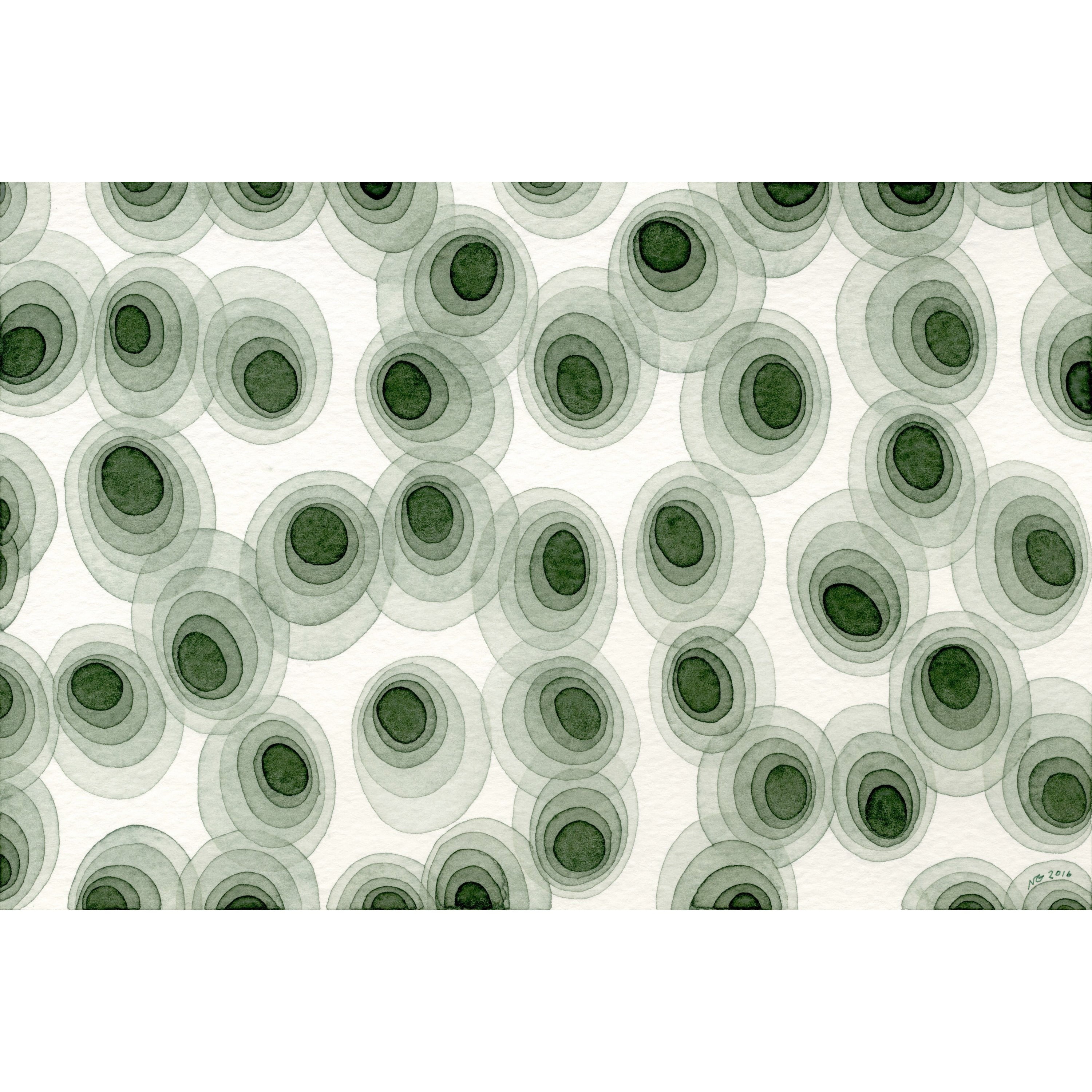 Marmont Hill "Earthy Green Ovals" by Nikki Galapon Painting Print on Wrapped Canvas