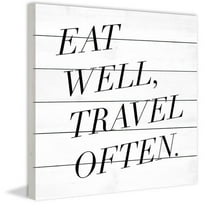 Marmont Hill "Eat and Travel" by Diana Alcala Painting Print on White Wood