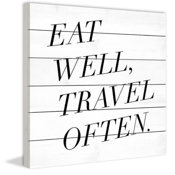 Marmont Hill "Eat and Travel" by Diana Alcala Painting Print on White Wood