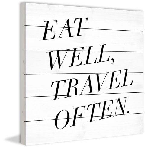 Marmont Hill "Eat and Travel" by Diana Alcala Painting Print on White Wood