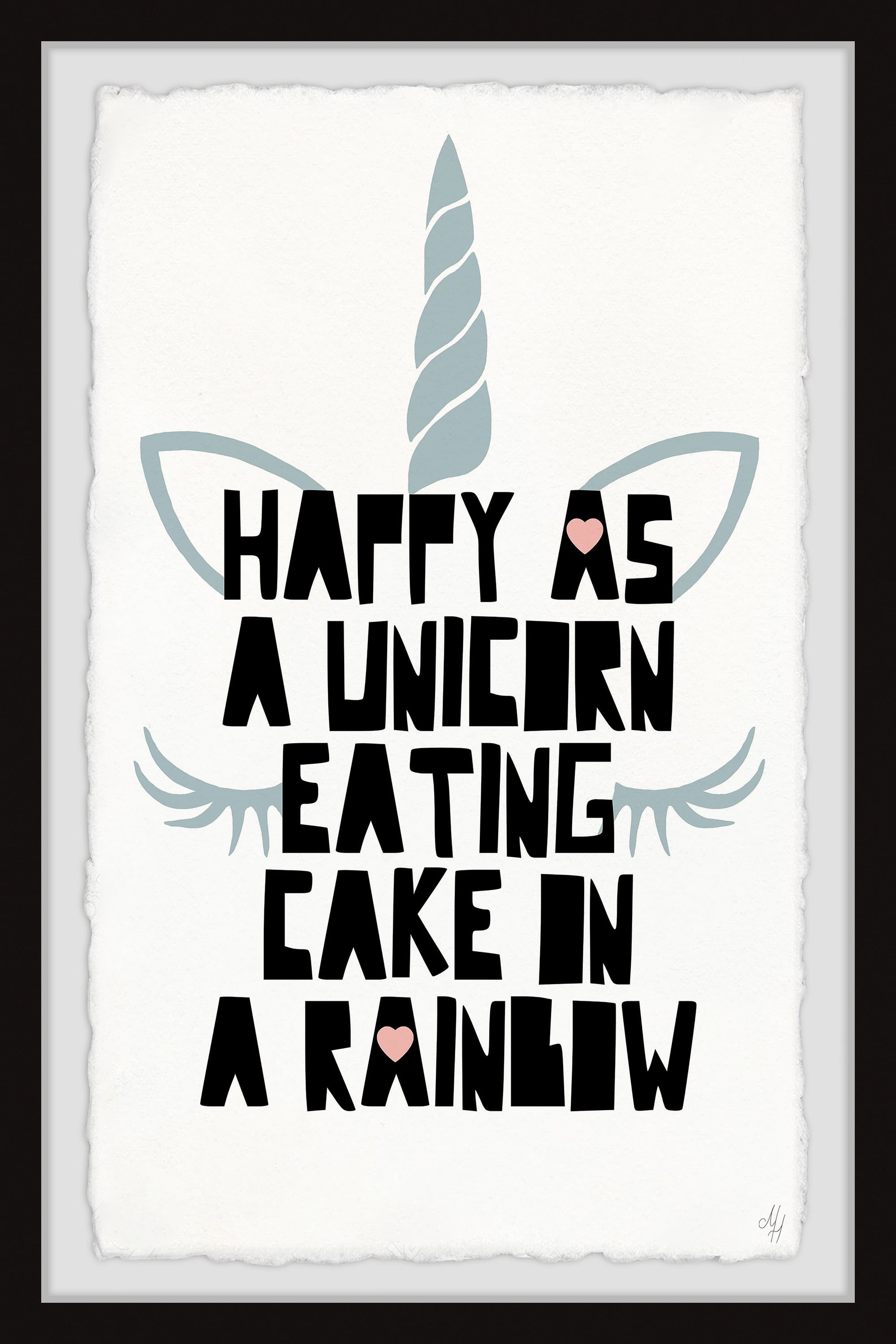 Marmont Hill Eating Cake On A Rainbow Framed Wall Art, 20.00" x 1.50"
