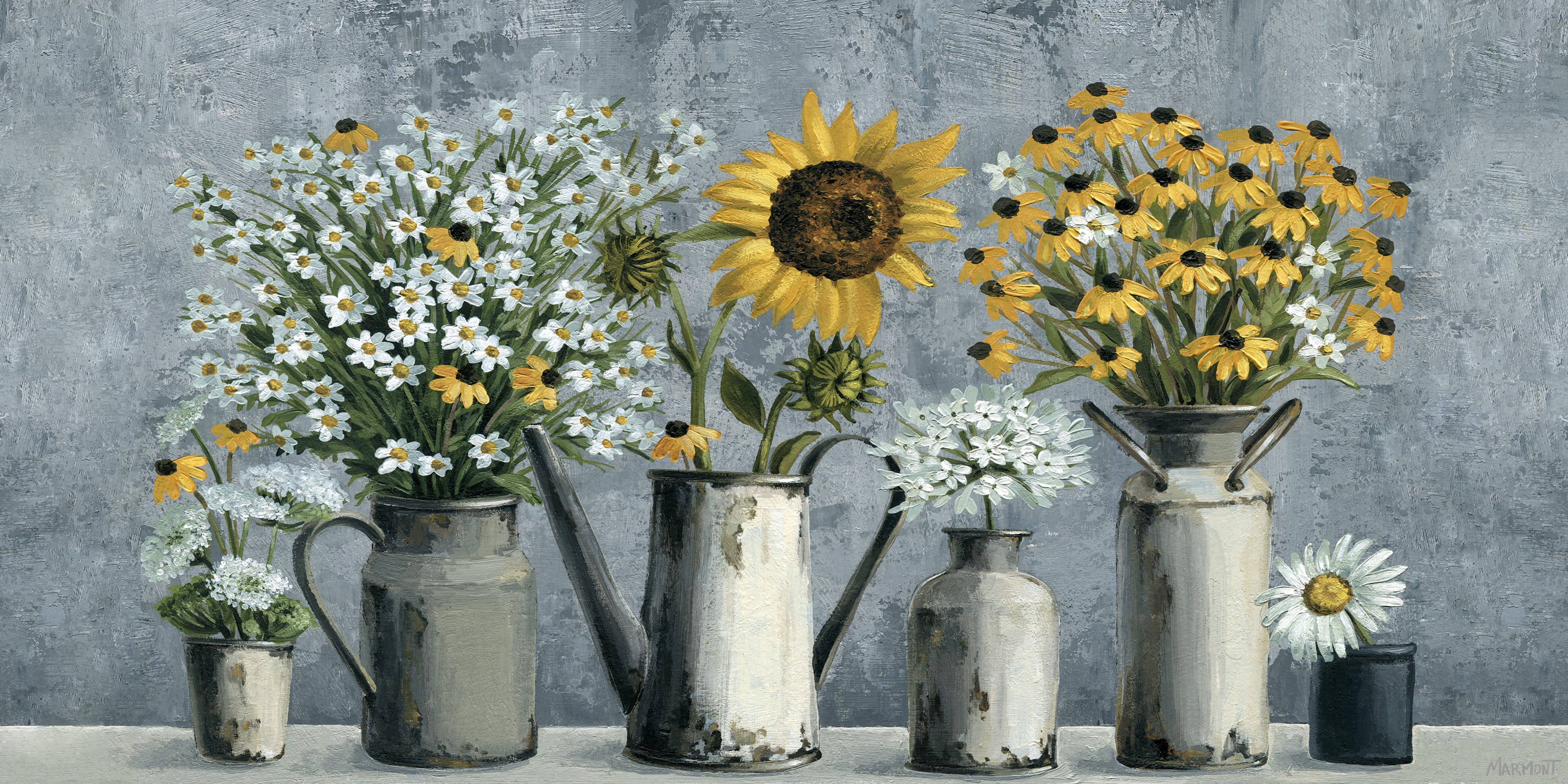 Marmont Hill Eccentric Sunflower Canvas Wall Art, 18" x 36"