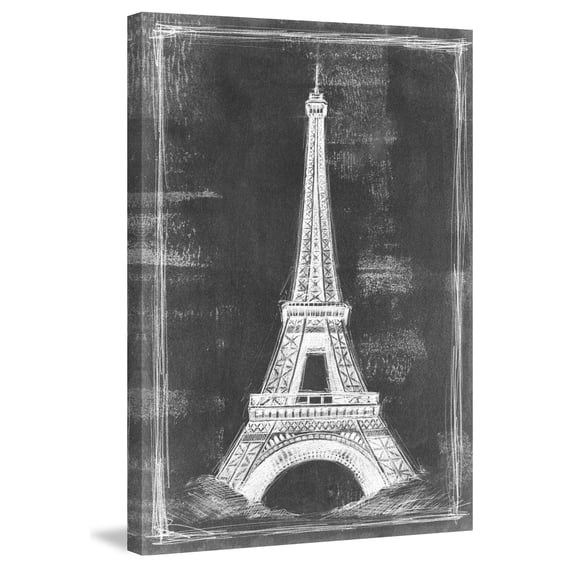 Marmont Hill "Eiffel Tower Blueprint" Painting Print on Wrapped Canvas