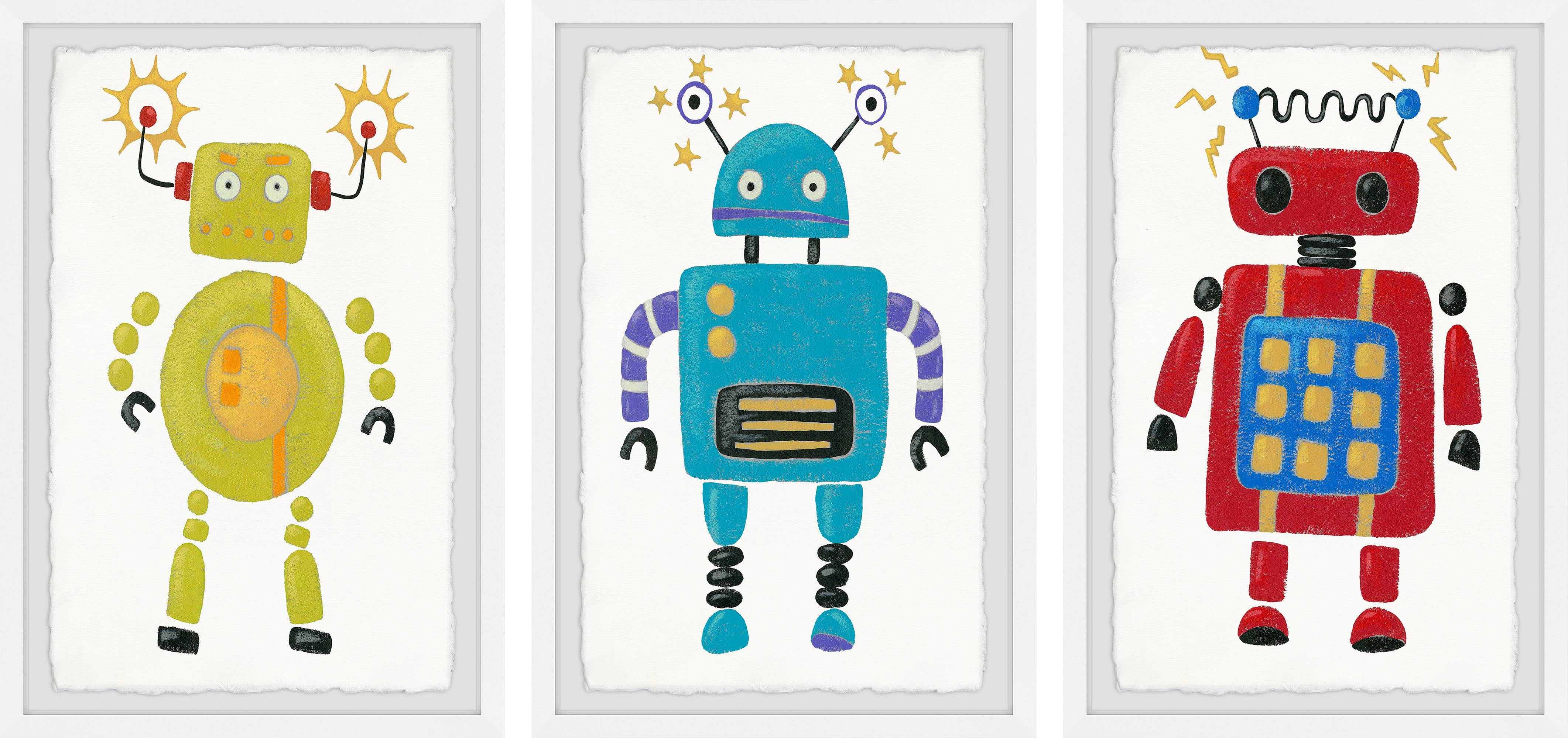 Marmont Hill Electric Robots Triptych, Art Prints, 90.00" x 1.50"