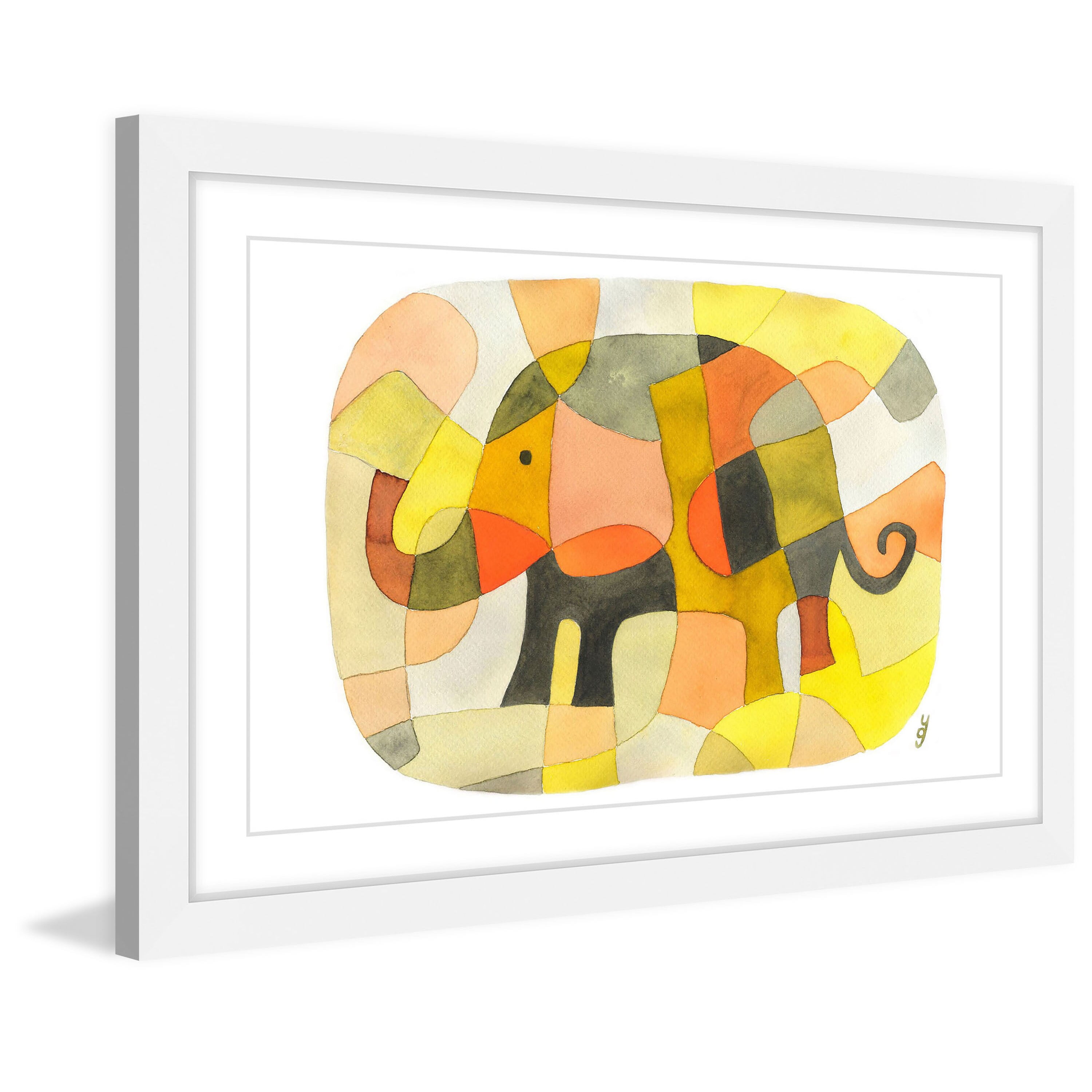 Marmont Hill - "Elephant Colors" by Yolanta Gawlik Framed Painting Print