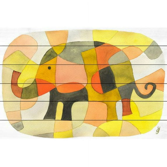Marmont Hill "Elephant Colors" by Yolanta Gawlik Painting Print on White Wood