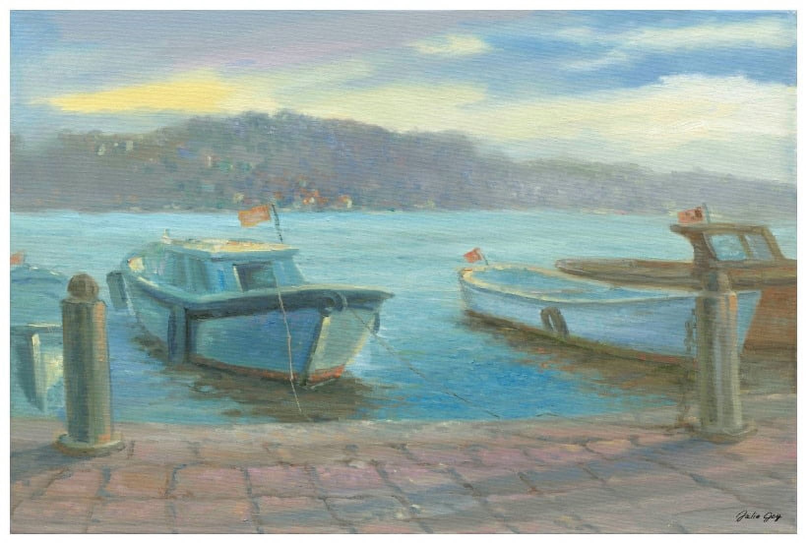 "Morning Dockside" Painting Print on Wrapped Canvas