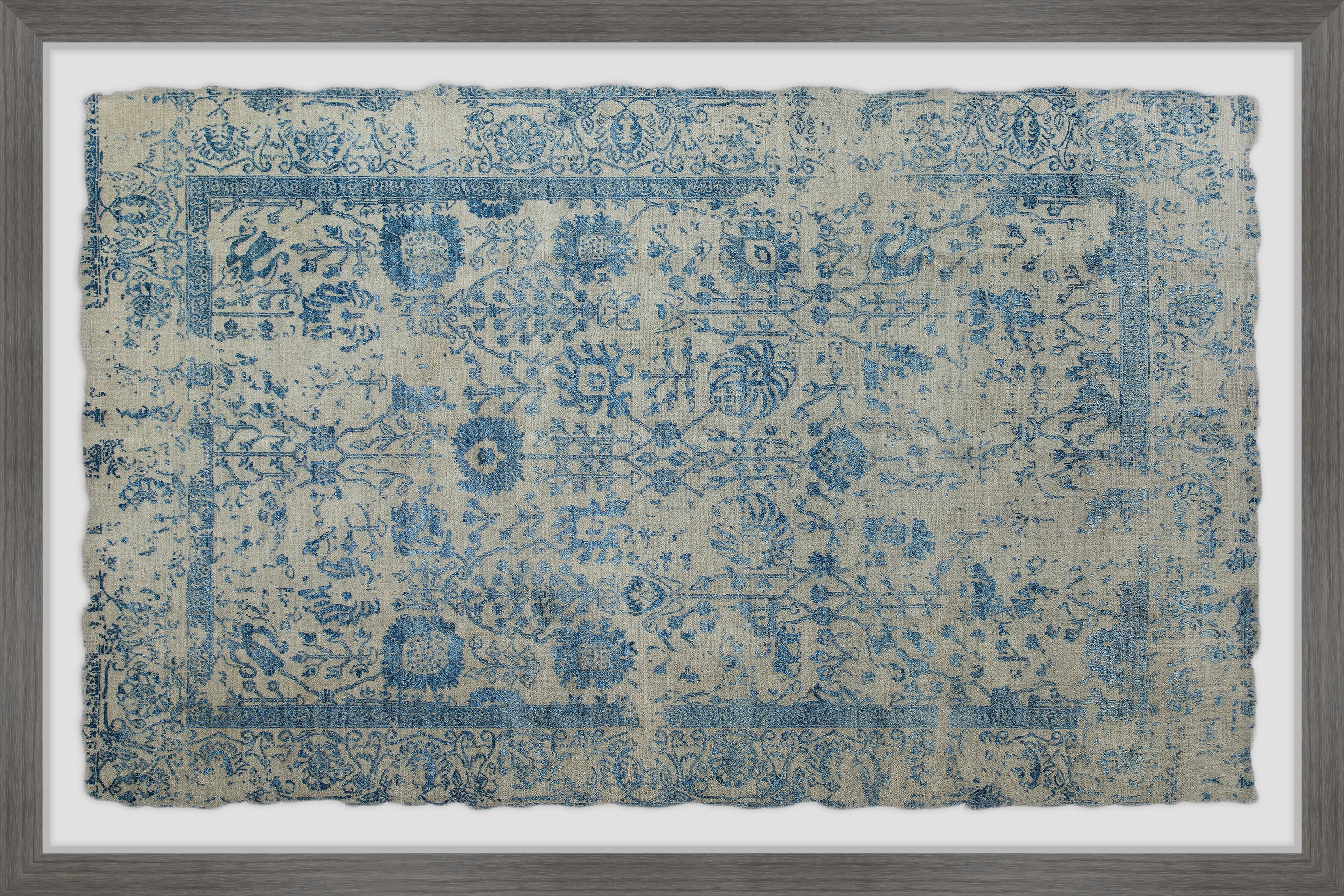 Faded Blue Pattern Framed Wall Art, 8" x 12"