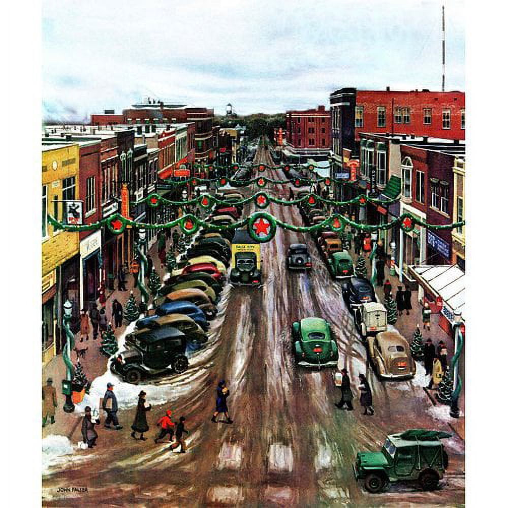 Marmont Hill "Falls City, Nebraska at Christmas" by John Falter Painting Print on Canvas