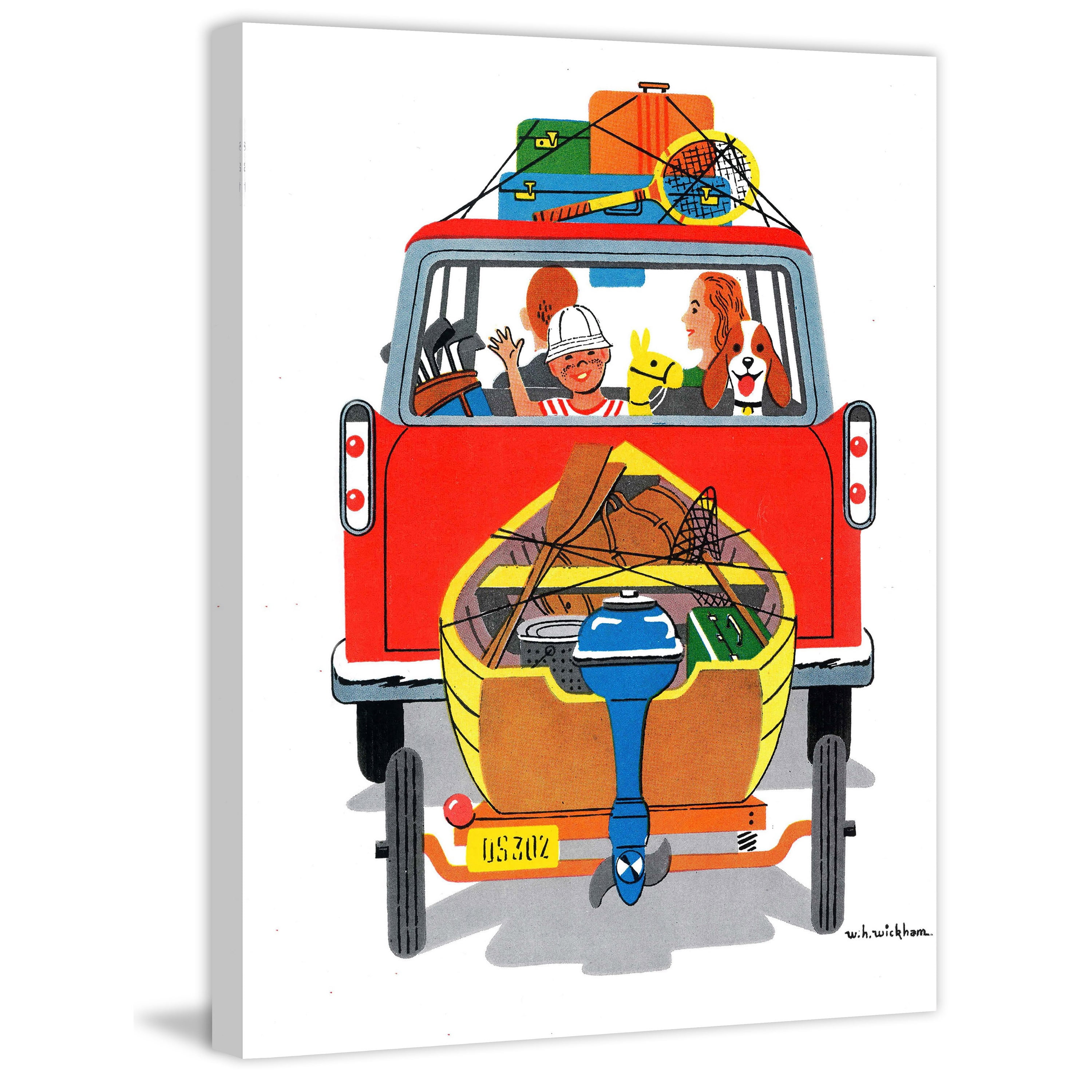 Red Canvas Family Trip Print for Kids' Nursery