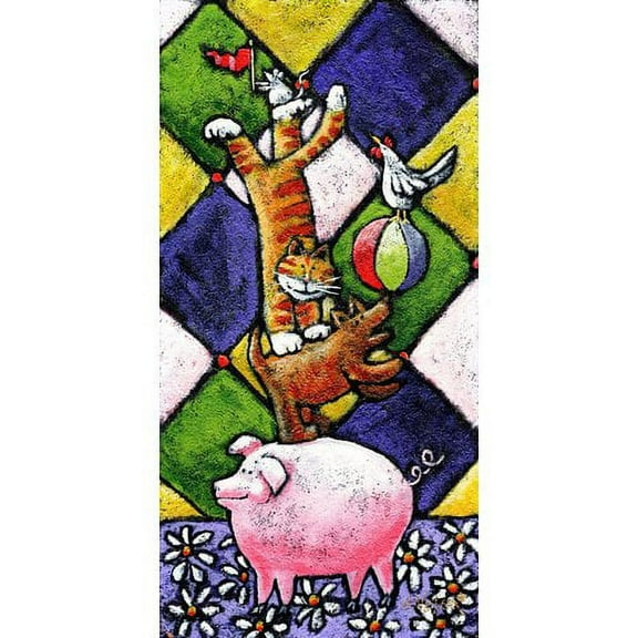 Marmont Hill "Farm Animals Stackers" by Janet Nelson Painting Print on Wrapped Canvas