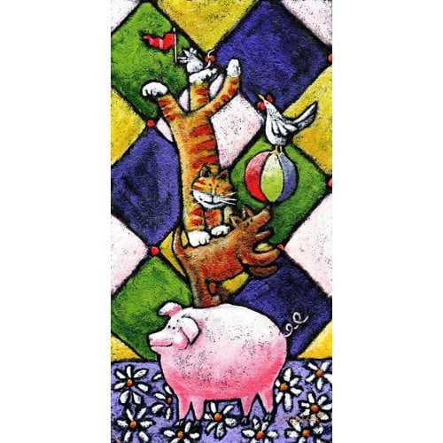 Marmont Hill 'Farm Animals Stackers' by Janet Nelson Painting Print on Wrapped Canvas