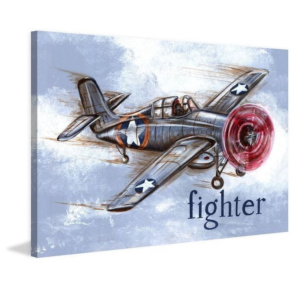 Marmont Hill "Fighter Plane" by Reesa Qualia Painting Print on Wrapped Canvas