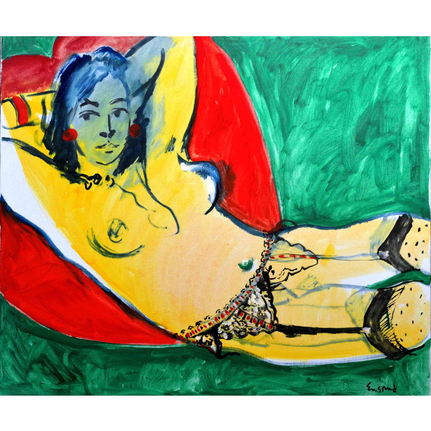 Marmont Hill "Figure with Garters" by Wayne Ensrud Painting Print on Wrapped Canvas