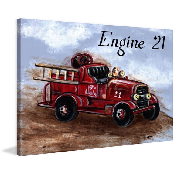 Marmont Hill "Fire Engine" by Reesa Qualia Painting Print on Wrapped Canvas