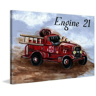Marmont Hill "Fire Engine" by Reesa Qualia Painting Print on Wrapped Canvas