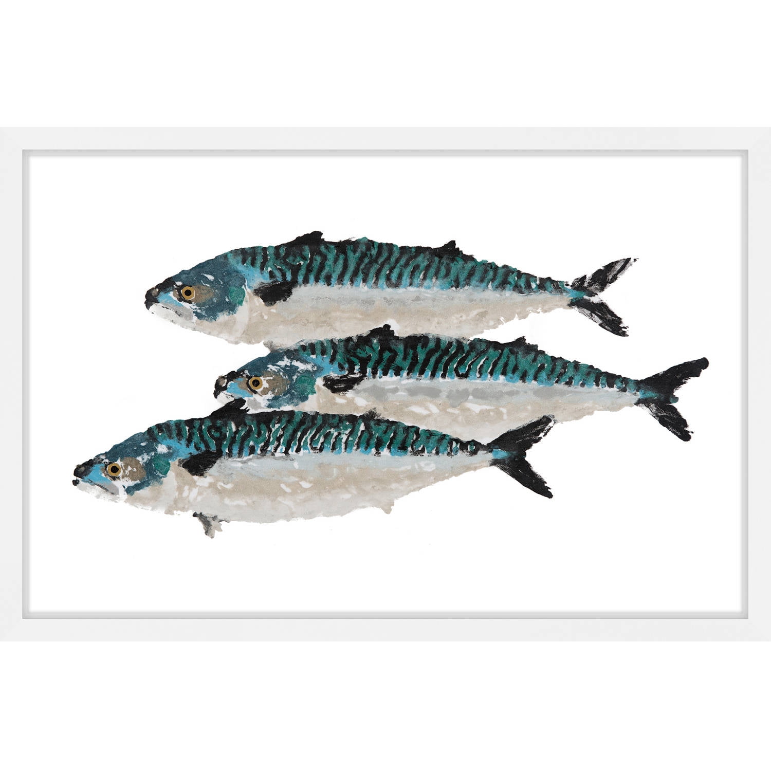 Marmont Hill "Fish Trio" by Michael Pantalos Framed Painting Print