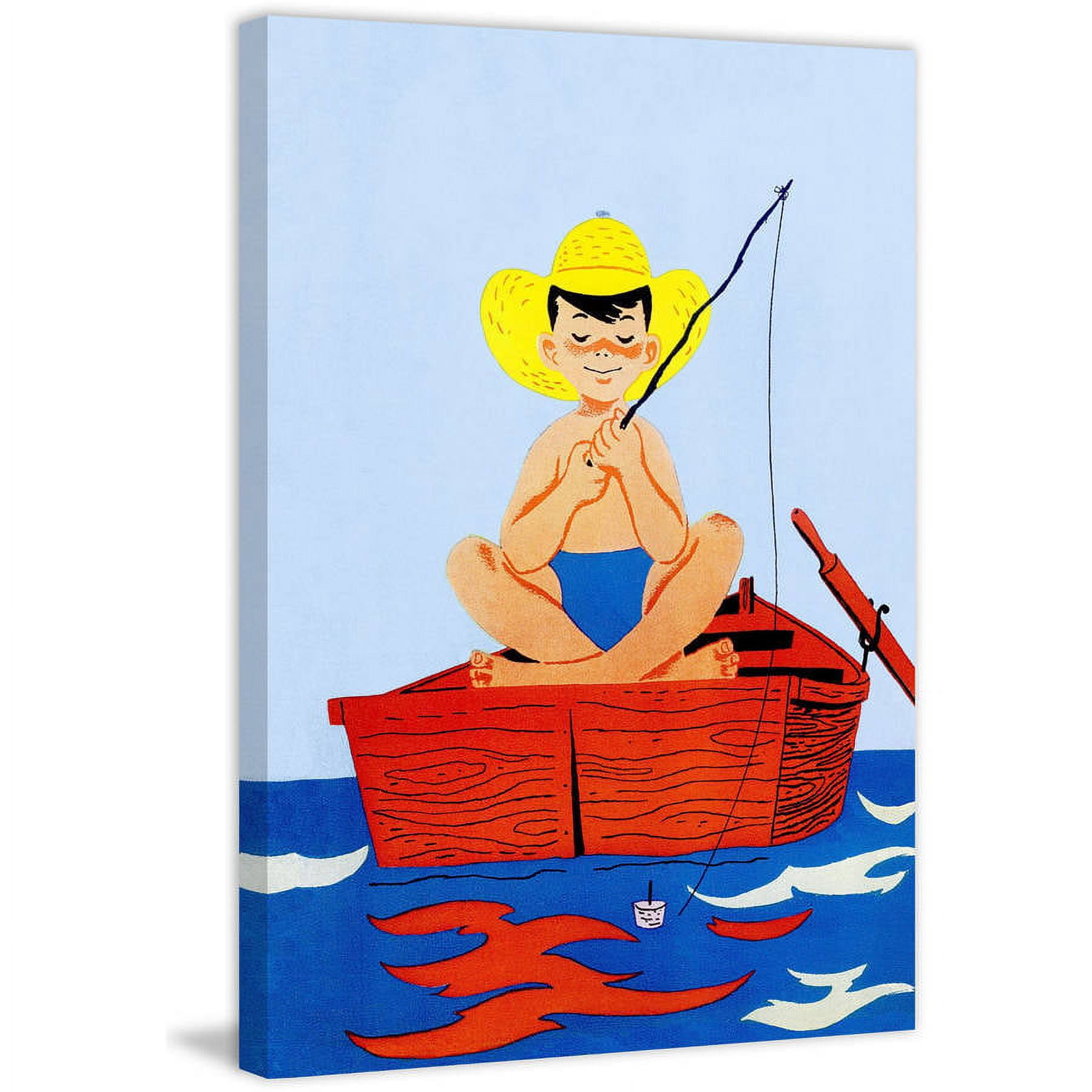 Marmont Hill "Fishing Boy" Painting Print on Wrapped Canvas