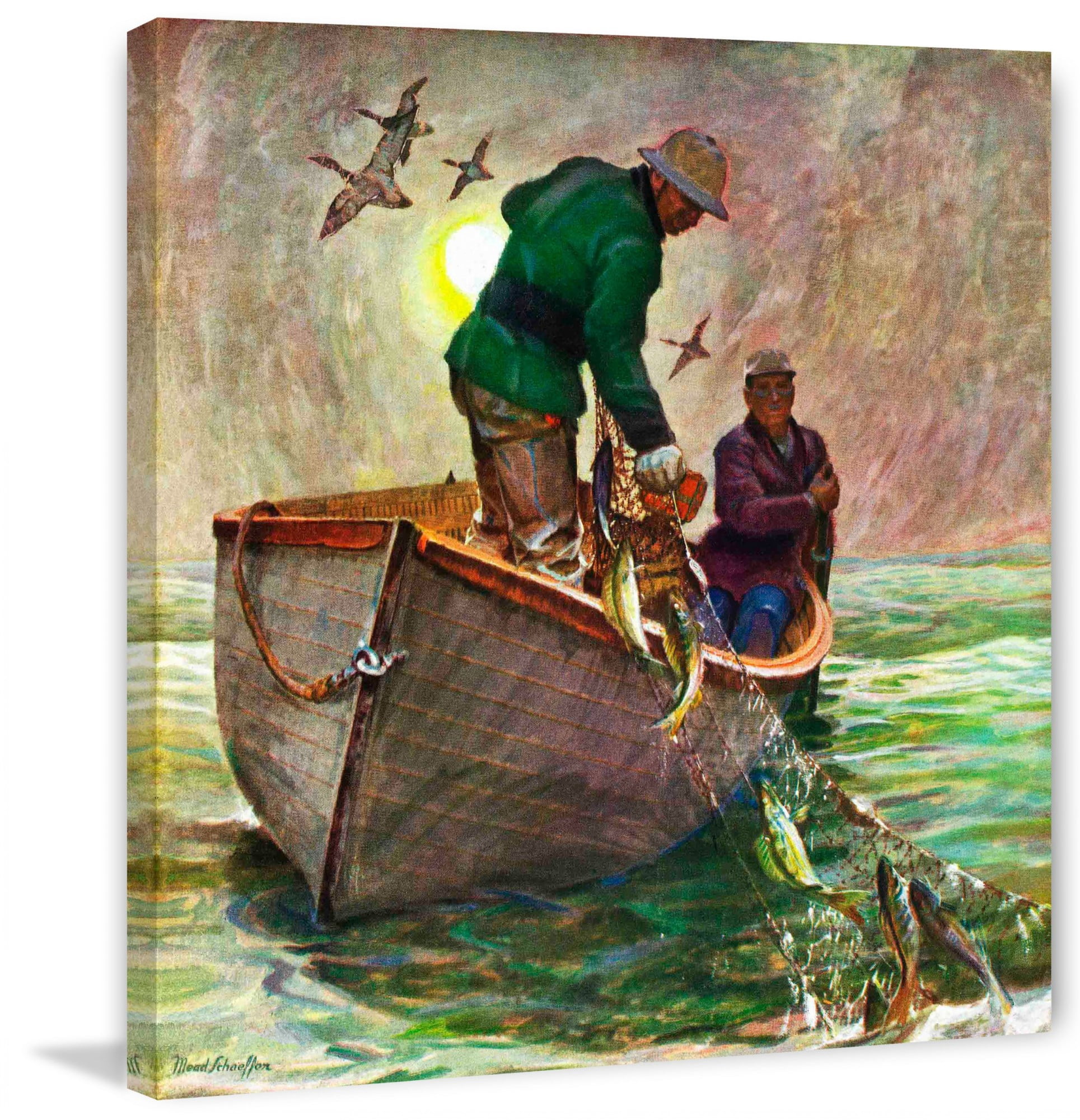 Marmont Hill Fishing with Nets by Mead Schaeffer Painting Print on Canvas