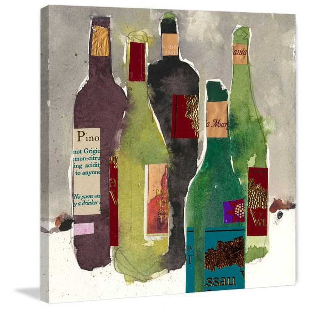 Multi-color Abstract Bottles Painting on Canvas, 32" x 32"