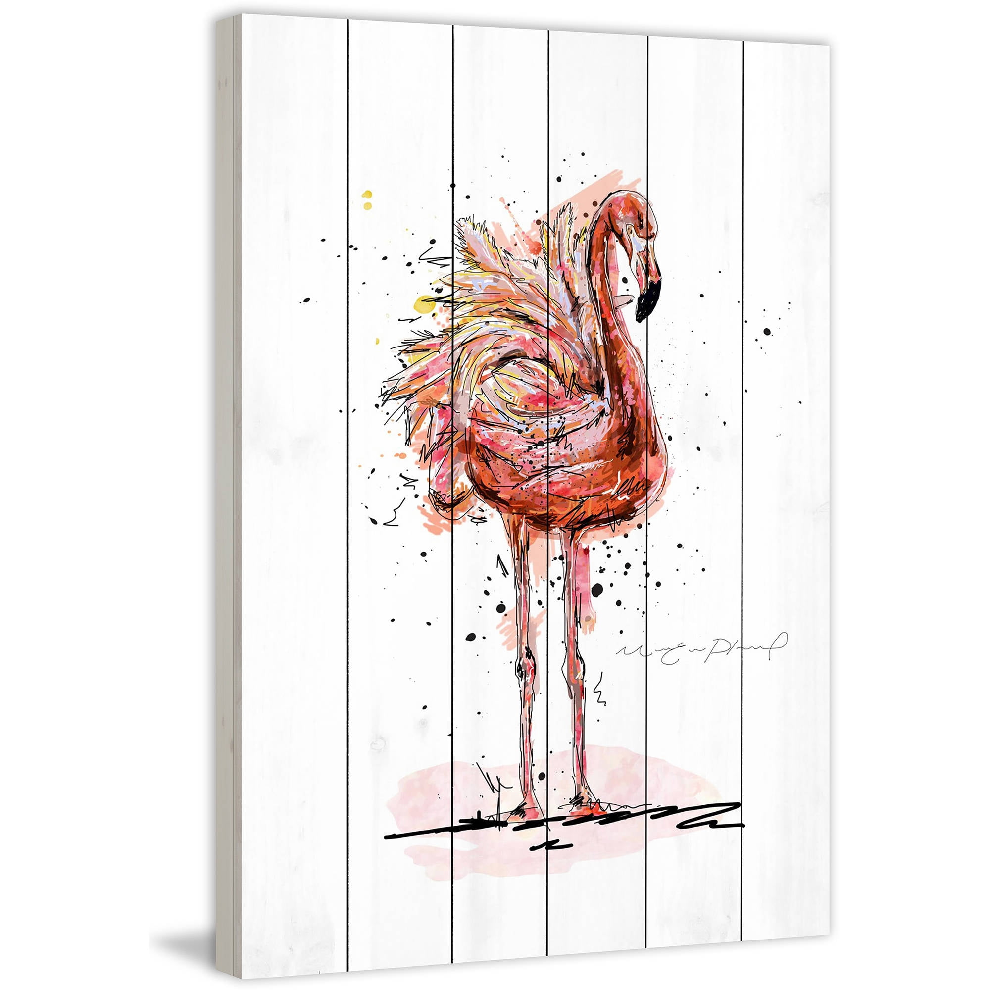 Marmont Hill "Flamand" By Marie-Eve Pharand Painting Art Print On White Wood, 24.0" x 1.5"