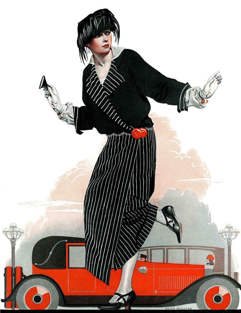 Marmont Hill "Flapper and Roadster" by Coles Phillips Painting Print on Canvas