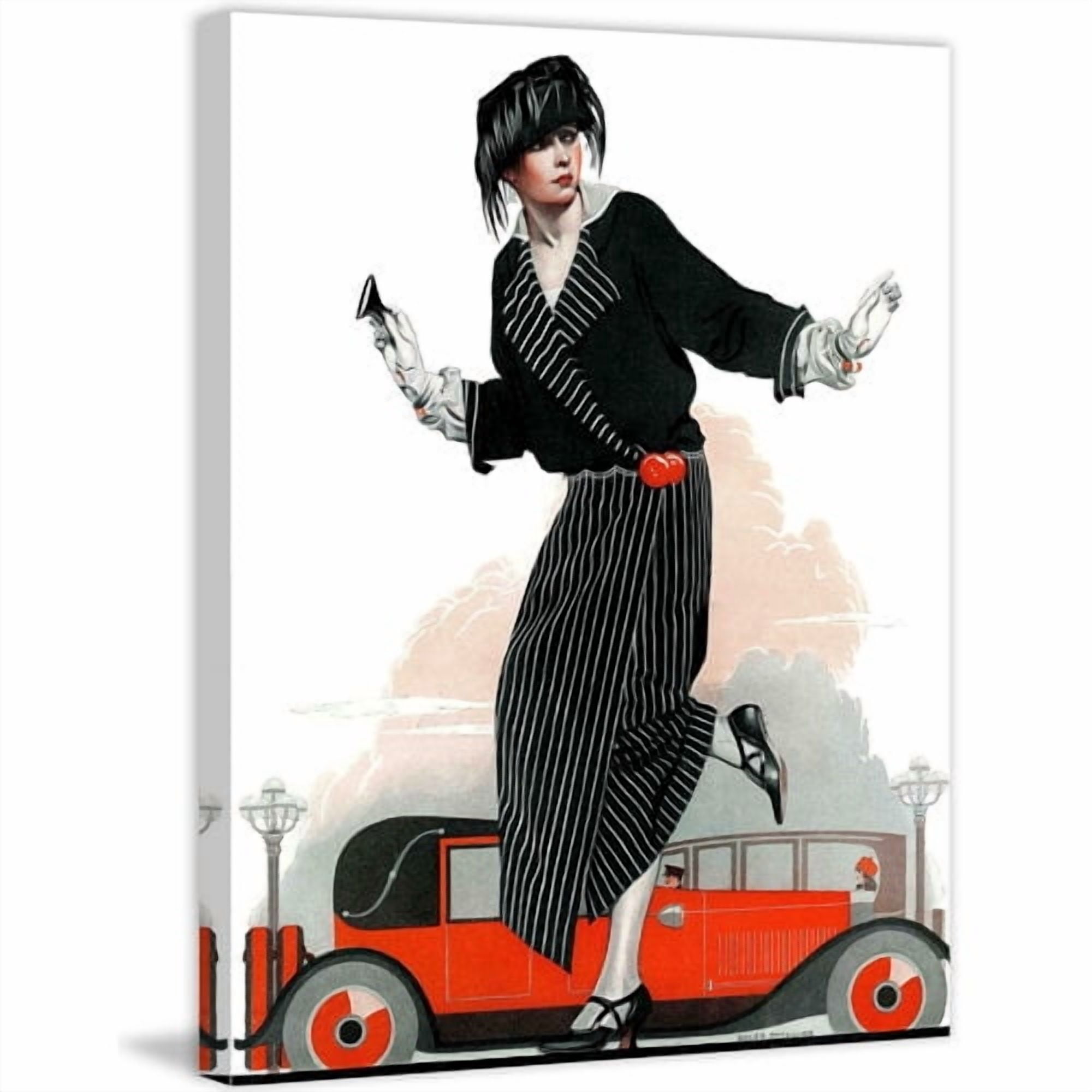 Marmont Hill "Flapper and Roadster" by Coles Phillips Painting Print on Canvas