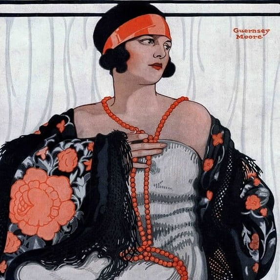Marmont Hill "Flapper in Shawl and Beads" by Guernsey Moore Painting Print on Canvas