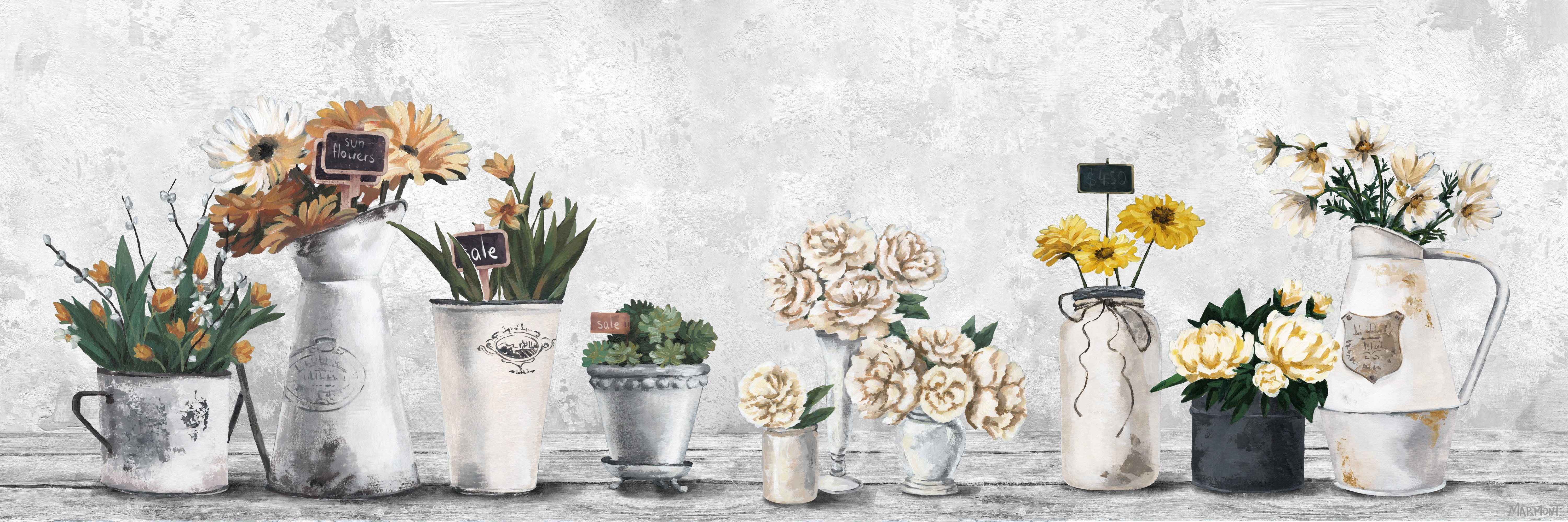 Flawless Flower Arrangement Rustic Canvas Wall Art