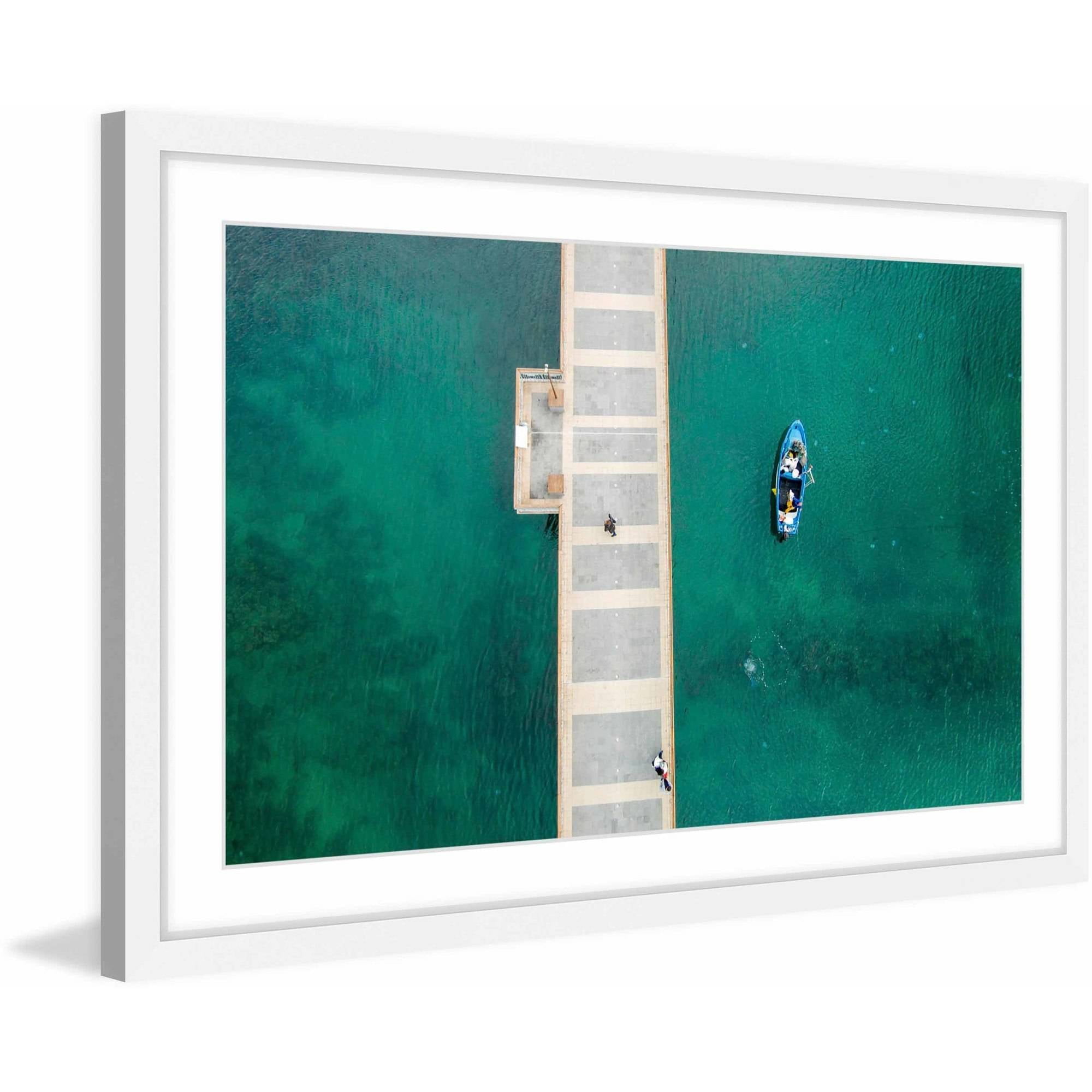 Marmont Hill "Floating Blue Boat" By Karolis Janulis Framed Painting Art Print, 30.0" x 1.5"