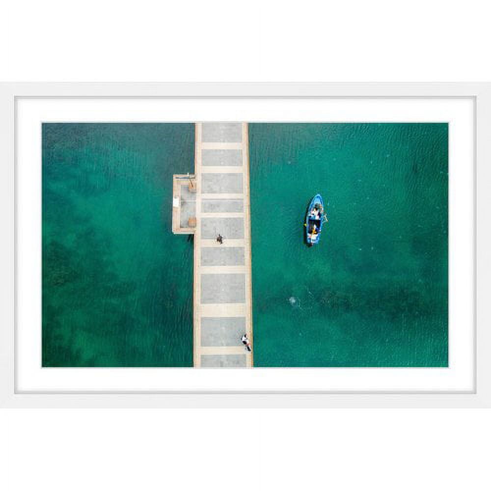 Marmont Hill "Floating Blue Boat" By Karolis Janulis Framed Painting Art Print, 45.0" x 1.5"
