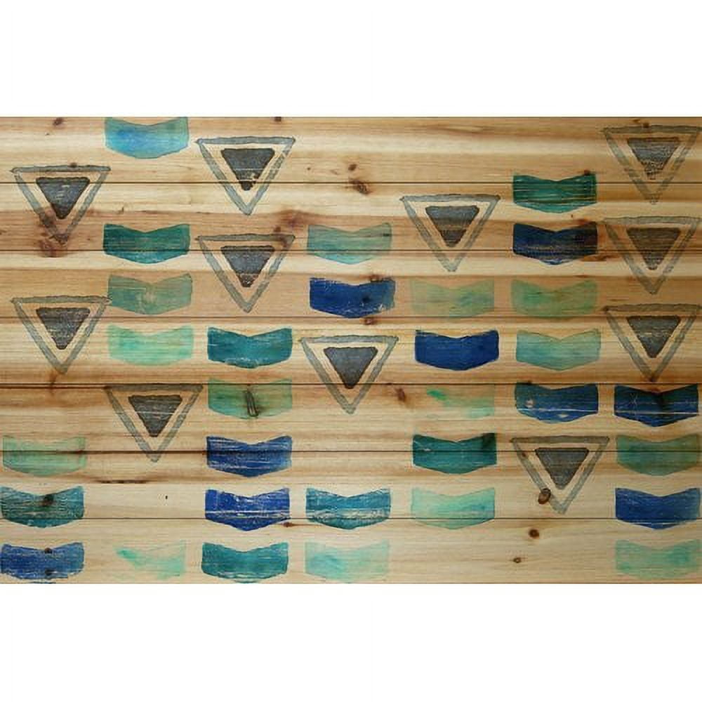 Marmont Hill - "Floating Triangles" Painting Art Print on Natural Pine Wood