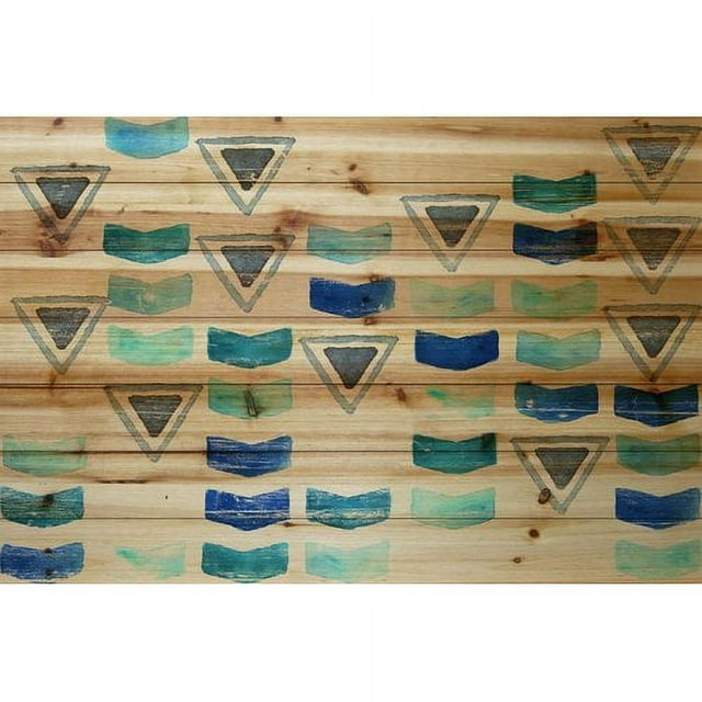 Marmont Hill - "Floating Triangles" Painting Art Print on Natural Pine Wood