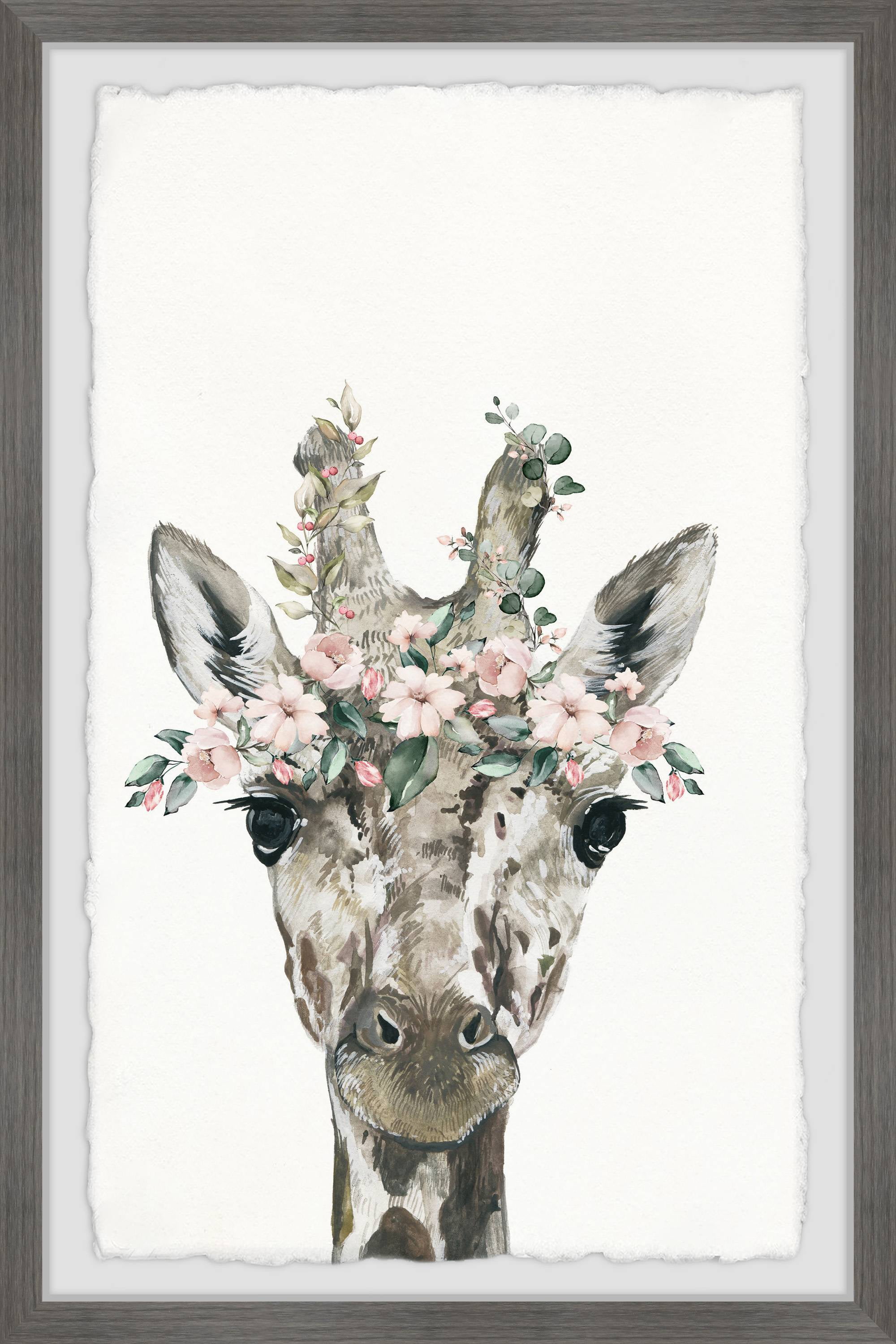 Floral Crowned Giraffe Framed Wall Art Print